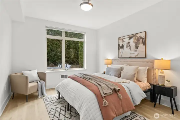 Bedroom is spacious . . .