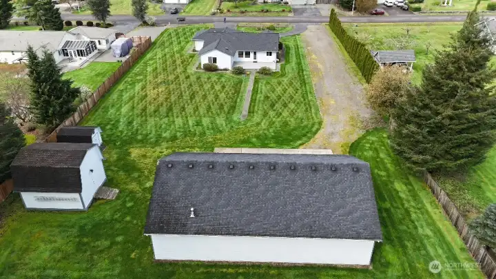 Looking back from the shop