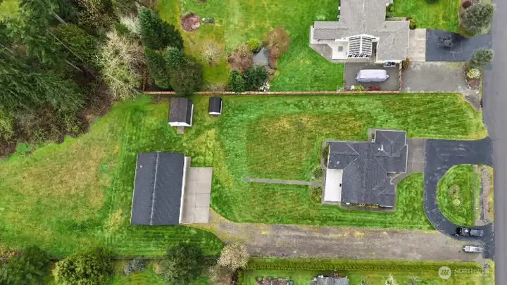 Looking down on the home and shop.