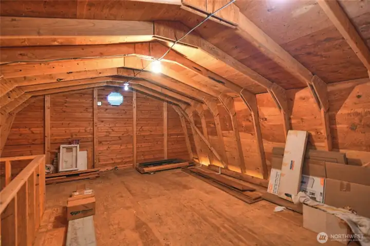Loft of shed, lots of storage.