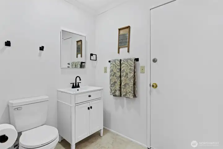Handy guest bathroom.