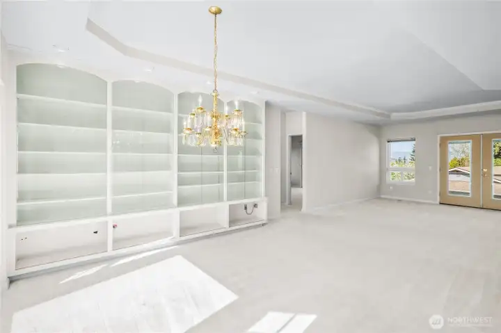 Dining Area with Ceiling Accents & Built In Hutch Dining Area with Ceiling Accents & Built In Hutch