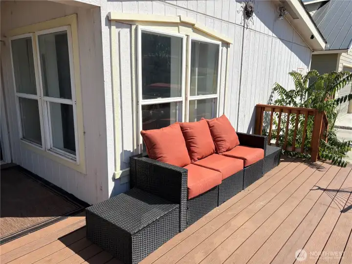 Being painted today. Nice seating area on the deck