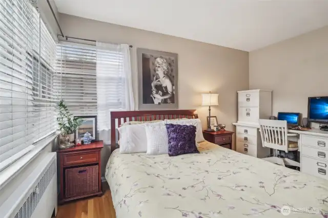 Spacious bedroom with room for a desk or dresser