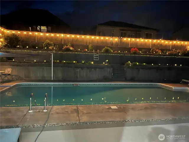 Pool parties even more special at night with the glow of the outdoor lighting