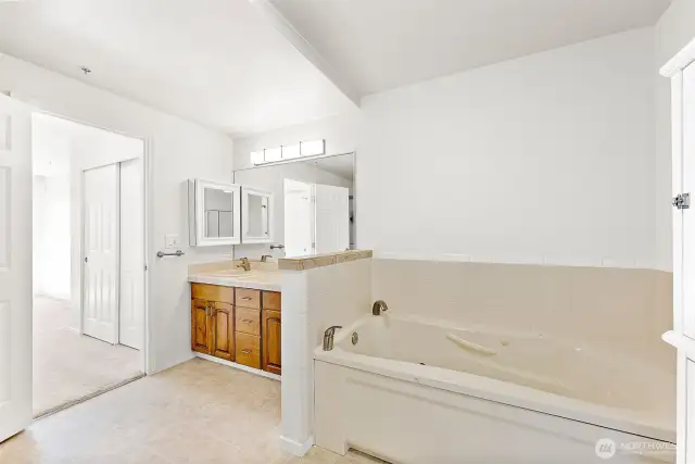 Enjoy the Large Soaking Tub in the primary Suite