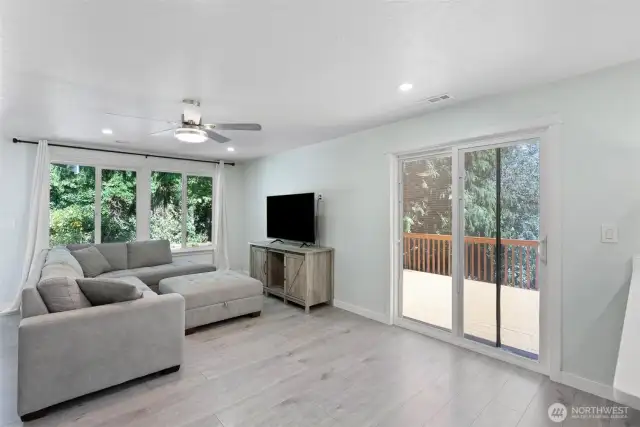 Sliding glass door off living room opens to the deck.
