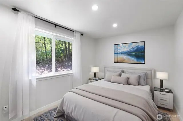Virtually staged bedroom.