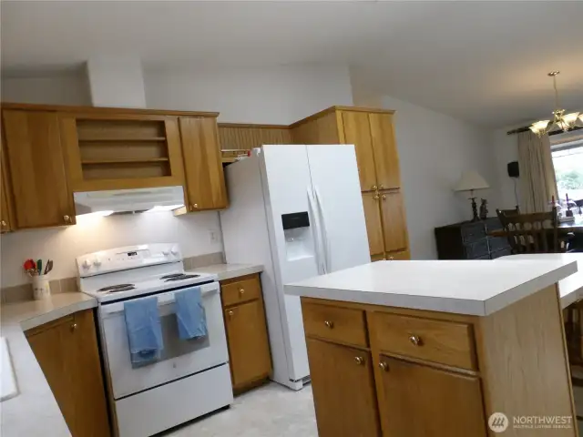Plenty of cabinets and storage in this kitchen.