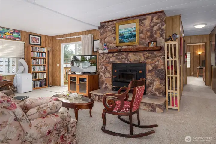 Wood burning fireplace