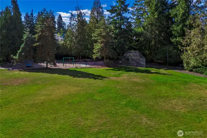 Large grass fields at the park.