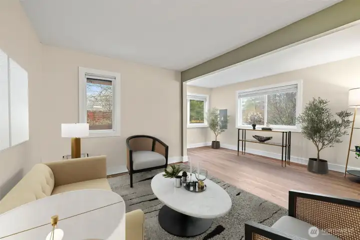 This is a virtually staged living and entry but there's so many options for this living space!