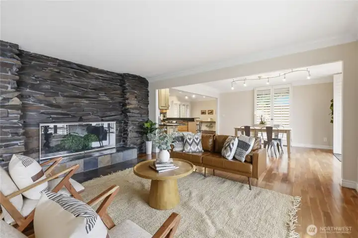 The fireplace is an incredible design feature and can be wood or gas.