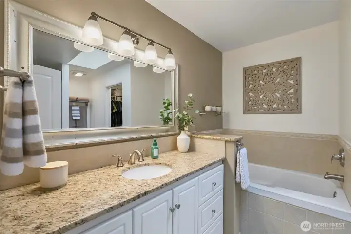 Primary Bathroom. Note-bathroom is plumbed for a second sink.