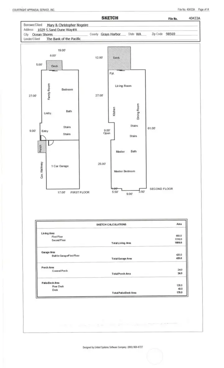 Floor plan of the 2 end units A & C   The photos are of the vacant unit C