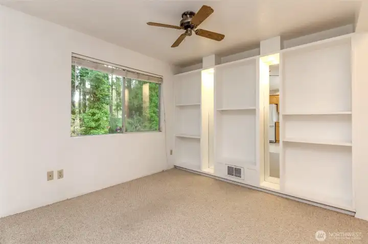 Large family room opens to kitchen