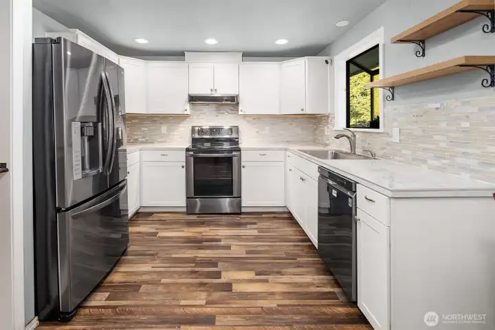 The kitchen has been tastefully updated.