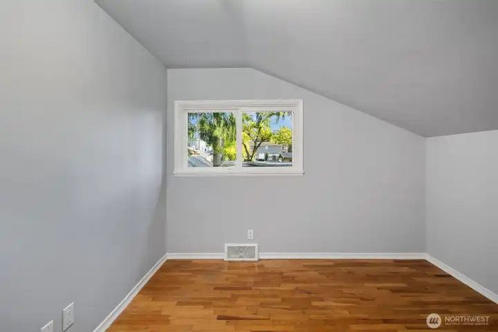 One of two upstairs bedrooms.
