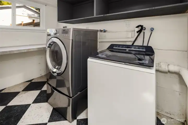 Lower level laundry room.