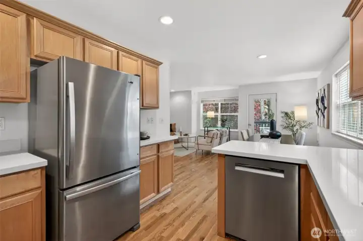 View toward the large living area and balcony