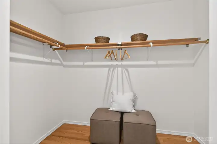 Large walk-in closet plus hall storage closet upstairs