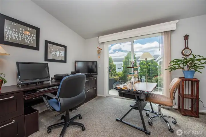 Den/Office with patio door to side yard