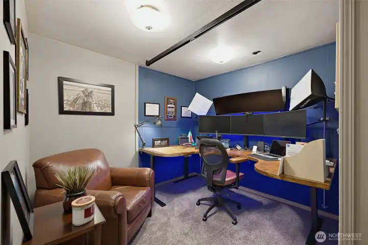 Lower level home office- perfect place to concentrate but then leave behind work at the end of the day.