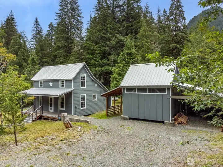 Cabin, Barn, 2 Car Carport & Woodshed