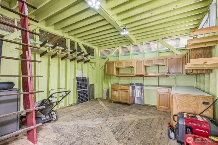 Barn area with attached Carport & Woodshed