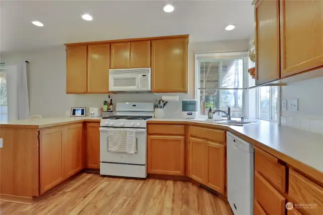 Super Clean Kitchen w/Corner Windows, Recessed Lighting and Newer Appliances.
