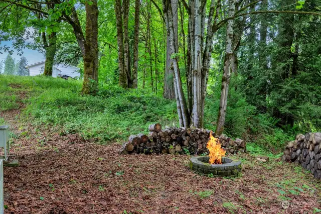 Fire pit area behind shop.