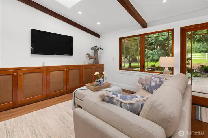 Towards the rear of the house is a great spot for lounging and binge watching your show.