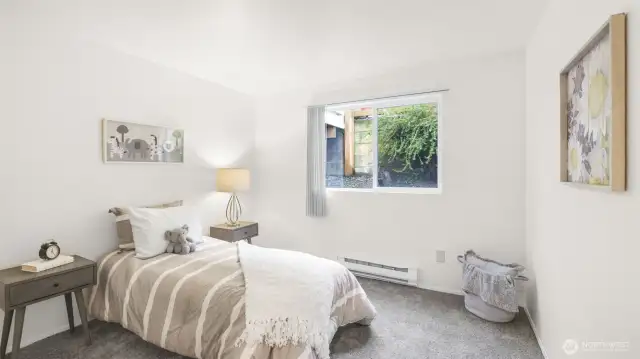Sizable guest bedroom.