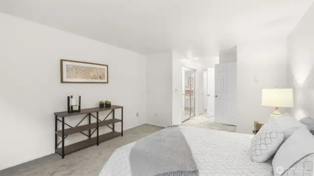 Primary features a large closet, recessed lighting and 3/4 bath.