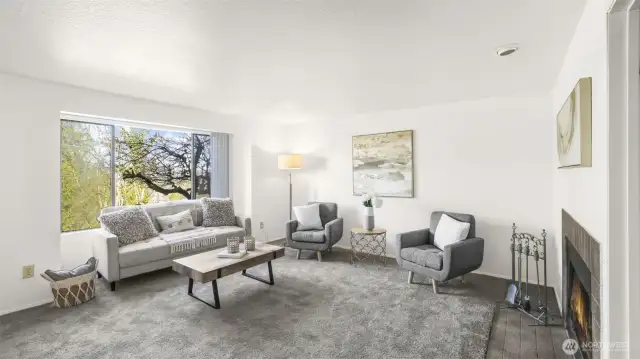Another angle of the spacious living room.