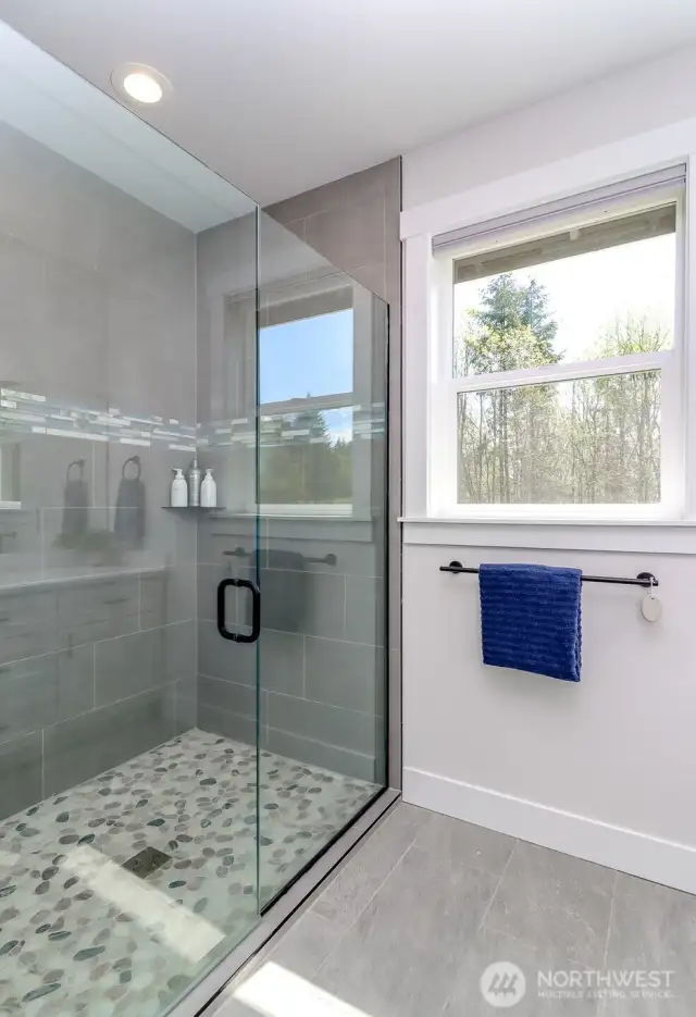 Primary spacious shower.