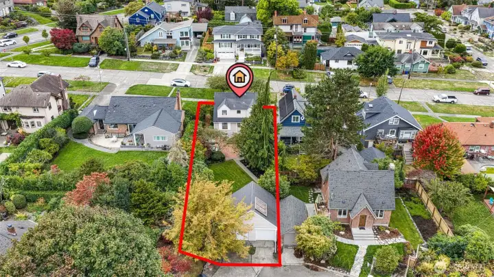 Solid 3 level Cape Cod sited on expansive street-to-street lot in Tacoma’s favorite Old Town neighborhood.
