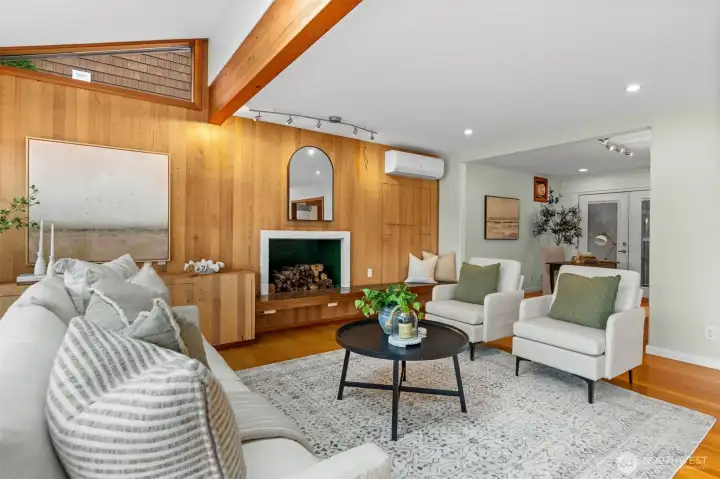 wood burning fireplace