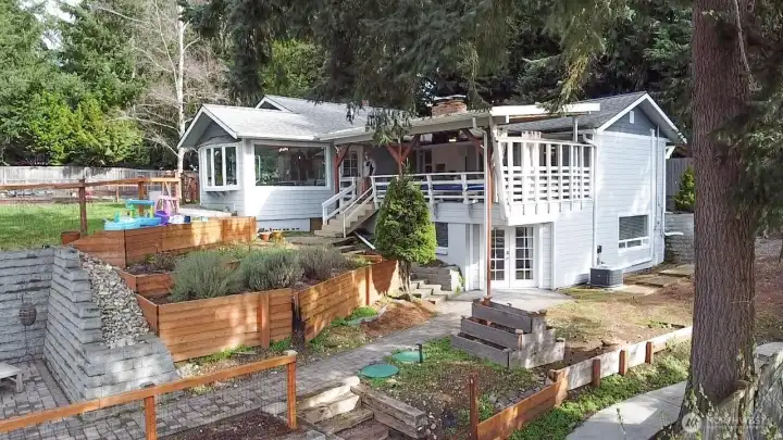 Rear - terraced areas awaiting summer planting