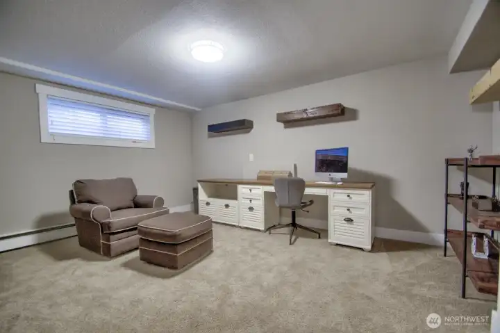 Lower level office-den with closet
