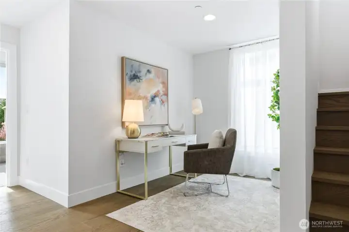 A cozy, flexible spot for study, work, or working out!