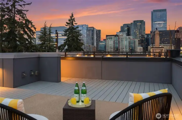 Rare find view townhome offers Breathtaking skylines from both Seattle & downtown Bellevue from the private rooftop deck. Enjoy annual fireworks on 4th of July!
