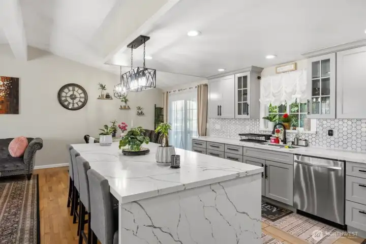 Fully redone kitchen with an extra large island
