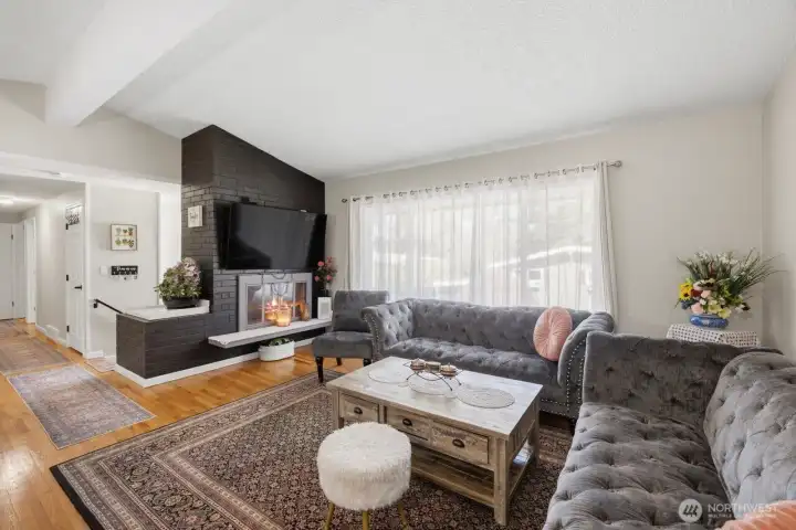 Wood fireplace for those cozy nights in.