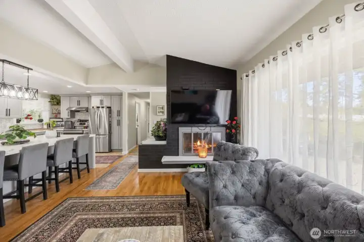 Wood fireplace for those cozy nights in.