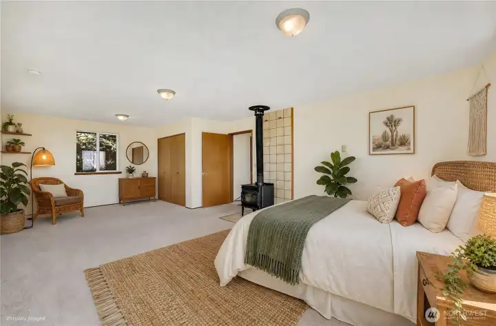 Primary suite has a wood stove.