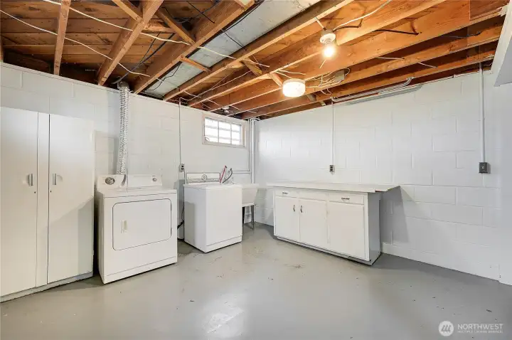 Laundry room in the lower level basement.