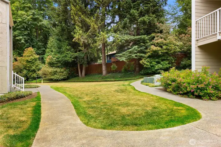 View of the complex grounds between buildings.