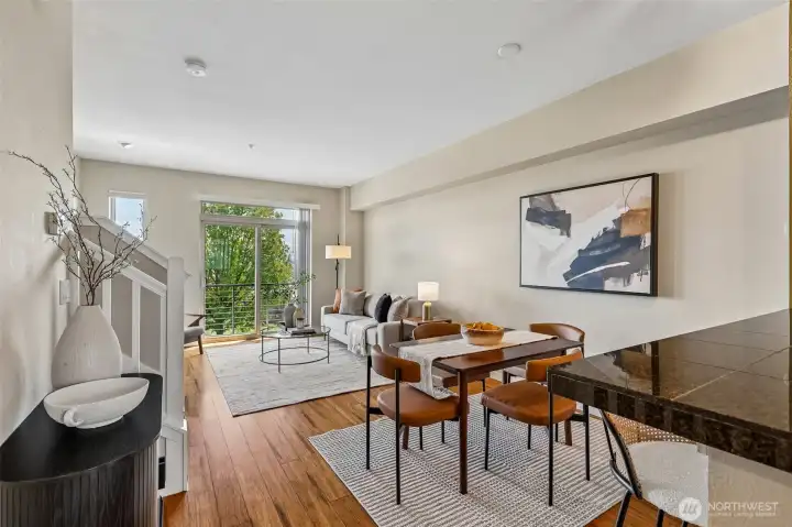Open Floor Plan with Living Room, Dining Room and Kitchen