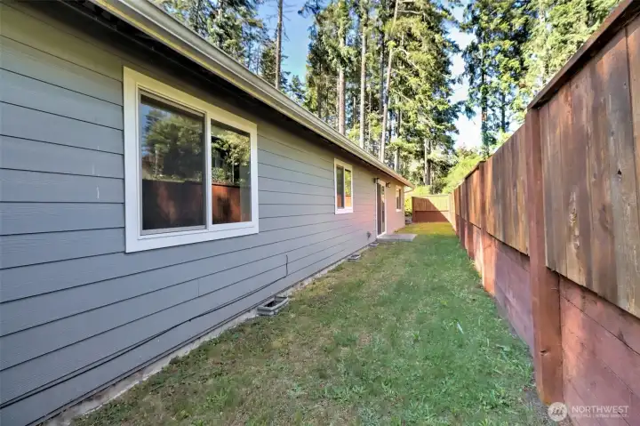 Backyard fenced for privacy. Backyard fenced for privacy.